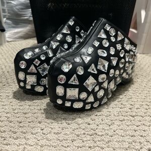 Black Rhinestone Platform Shoes